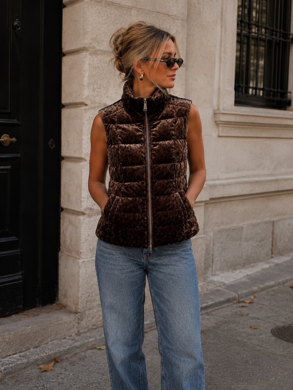 Calvin Klein Performance Brown Velvet Down Puffer Vest Womens XS Quilted NWOT